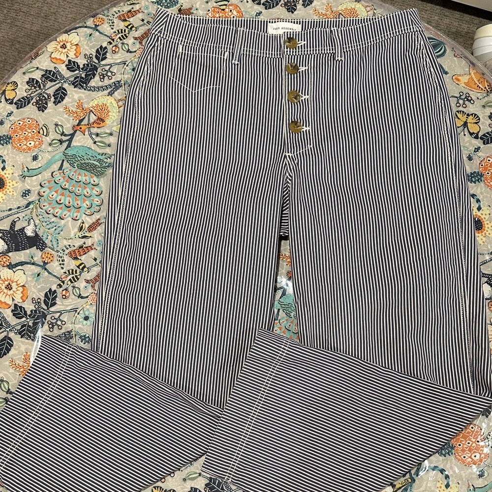 Striped Black and White Straight Leg Jeans